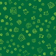 Set line Online real estate house, House with key and Shopping cart on seamless pattern. Vector