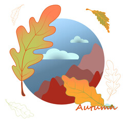 Autumn Vector Illustration with Oak Leaves