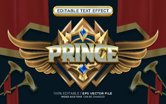 Editable Royal Themed Prince Text Effect with Winged Emblem