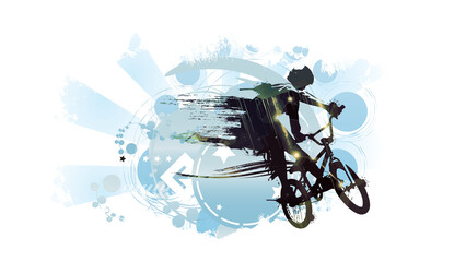 BMX rider, active young person doing tricks on a bicycle - 530179747