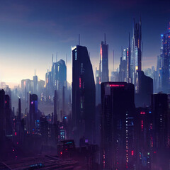 Cyberpunk City Skyline