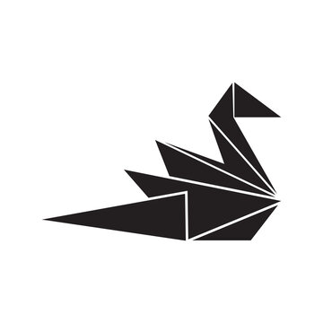 Japanese crane origami birds icon | Black Vector illustration |