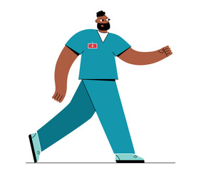 Super Hero doctor. Worker cape african-american person.