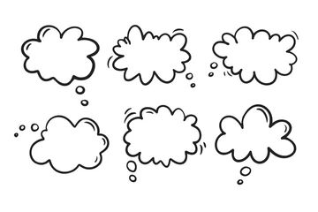Behangcirkel Thought bubble icon design. Smooth cloud Doodle Thought bubble icon trendy hand drawn outline style. © Yanka