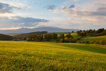 Obraz premium Rural landscape of Turiec region at Folkusova village, Slovakia.