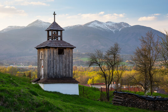 Historical bell tower in Nolcovo village, Slovakia.