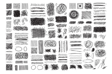 Set hand drawn texture scribble marker and ink patterns. Hand drawing texture. Vector - obrazy, fototapety, plakaty