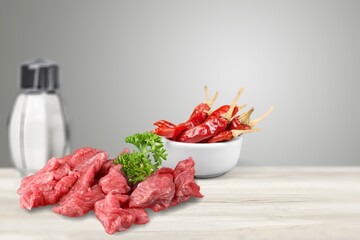 Raw chopped beef uncooked meat.