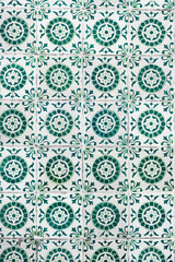 Arab inspired classic mosaic of tiles in green tones with circles
