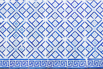 Classical mosaic of tiles in blue tones greek inspiration