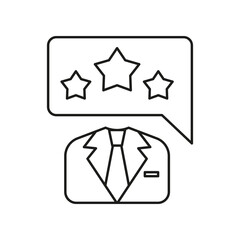 Star, businessman, chat bubble concept line icon. Simple element illustration. Star, businessman, chat bubble concept outline symbol design from business set on white background