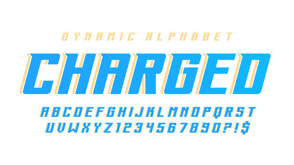 Dynamic alphabet design, speed moving, original characters set.