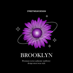 Premium Vector | Sunflower Brooklyn writing design, suitable for screen printing t-shirts, clothes, jackets and others