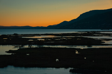 Sunset on Lake Butrint, Albania