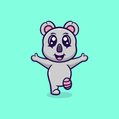 cute koala walking vector icon illustration