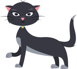 Isolated cartoon cat character pausing mid-stride