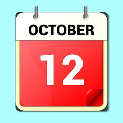 calendar vector drawing, date October 11 on the page