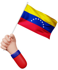 3d cartoon hand holding venezuela flag