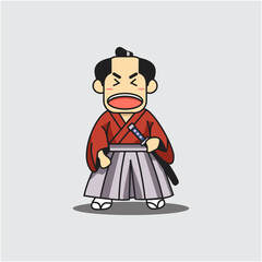 Laughing samurai illustration