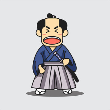 Laughing samurai illustration
