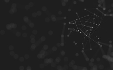 Abstract background. Molecules technology with polygonal shapes, connecting dots and lines. Connection structure. Big data visualization.