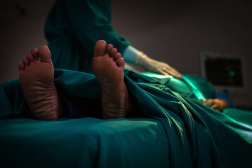 Two toes of the deceased in the operating room