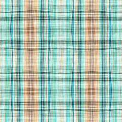 Teal rustic coastal beach house check fabric tile. Seamless sailor flannel textile gingham repeat swatch.