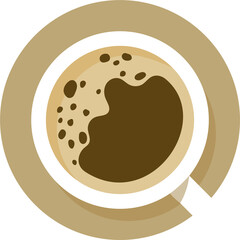 top view cup of coffee latte flat design