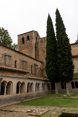 Fototapeta na wymiar The abbey at Saint-Guilhem-le-Désert medieval town in southern France