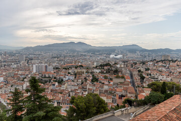 Skyline and mountains of Marseille, France