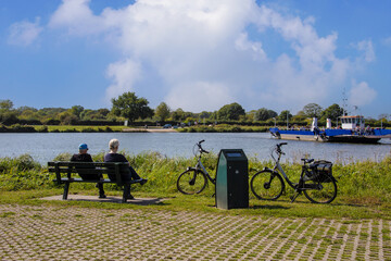 Aijen, The Netherlands - September 12, 2022: Panorama of recreation area Maasduinen in Noord Limburg, Netherlands