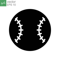Baseball Ball sport icon. sport league equipment. solid logo symbol, glyph pictogram for website and application. Vector illustration. Design on white background. EPS 10