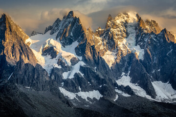 Fototapeta na wymiar Mont Blanc massif, dramatic landscape in the French Alps, Eastern France