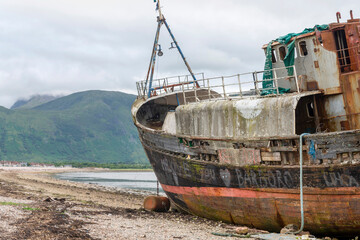 Fototapeta na wymiar Shipwreck called the Old Boat of Caol,Corpach,Lochaber,Scotland,UK.
