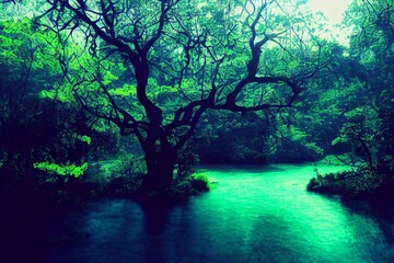 misty morning in the forest
