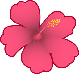 Red hibiscus flower flat icon design
