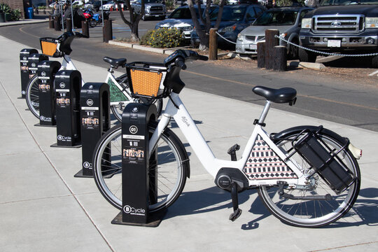 Santa Barbara, California. August 13 2022 - Electric bikes for tourists