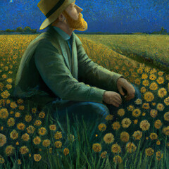 van gogh watching the night sky