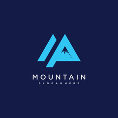 Letter M logo design vector with mountain concept