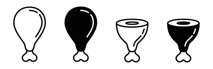 Fresh meat silhouette symbol icon vector. Chicken thigh meat for meat food symbol in restaurant