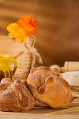 Pan de Muerto Bread of dead selective focus vertical focus