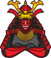 Japanese samurai warrior mascot or tattoo, shogun
