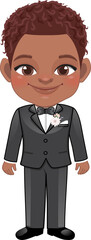 Cute American African Groom or Marriage Flat Icon Design © titaporn