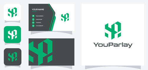 Vector graphic of letter YP logo design with business card template
