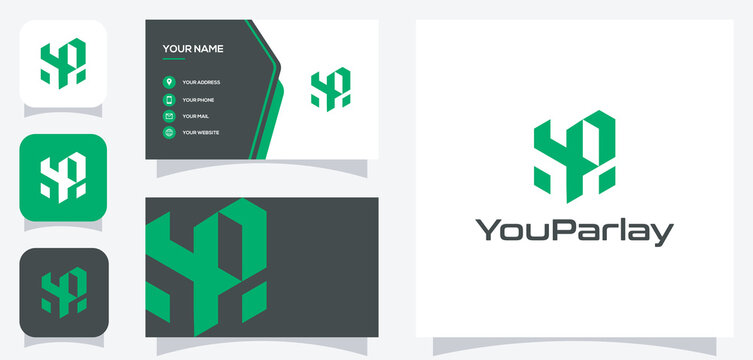 Vector graphic of letter YP logo design with business card template