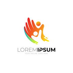 Hand and people care design combination, 3d colorful