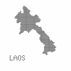 Fototapeta na wymiar Laos map with grunge texture in dot style. Abstract vector illustration of a country map with halftone effect for infographic. 