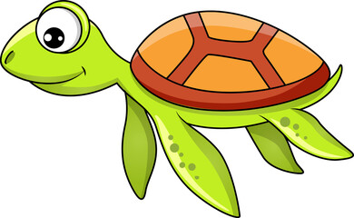 Sea turtle isolate marine animal cartoon character