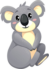 Fluffy australian koala bear cartoon character sit