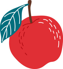 Red cartoon apple leaf fruit vegetarian food snack